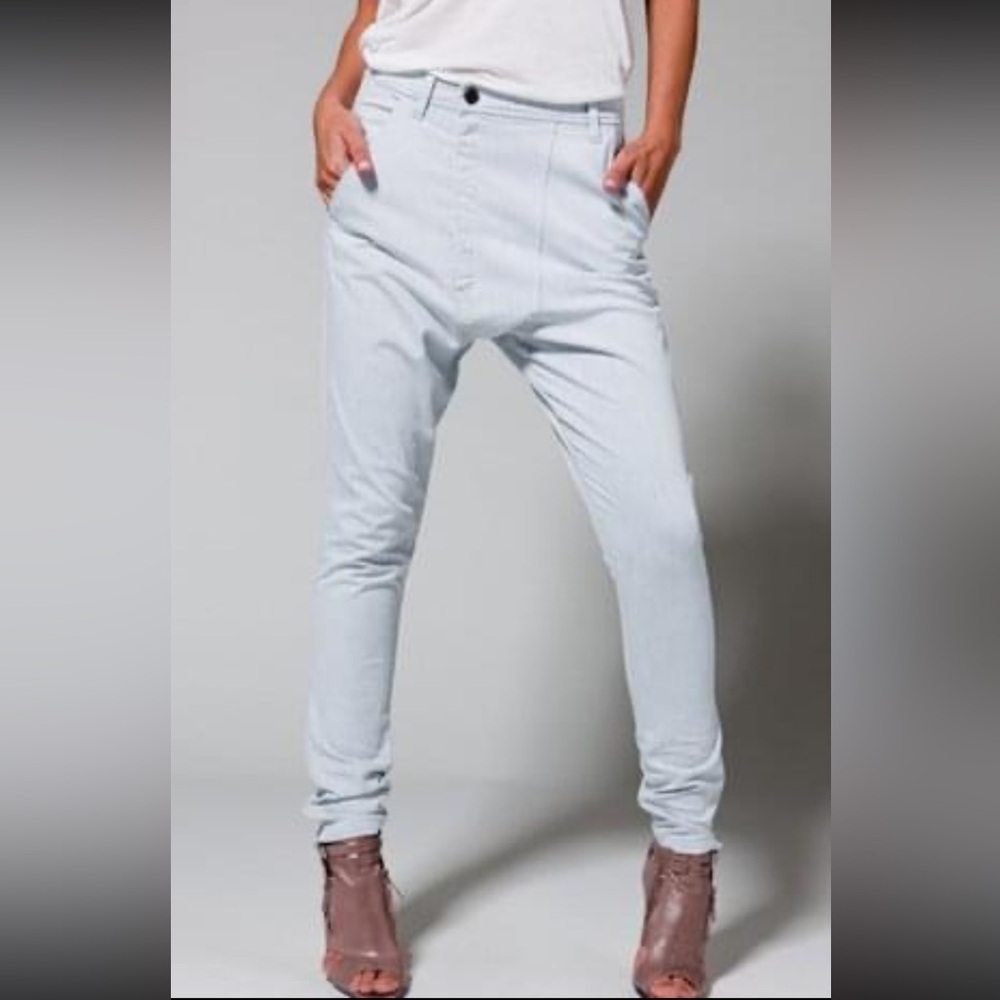 Superfine Chase Slouch Crotch Mid Rise Chambray Slim Jeans Size 26